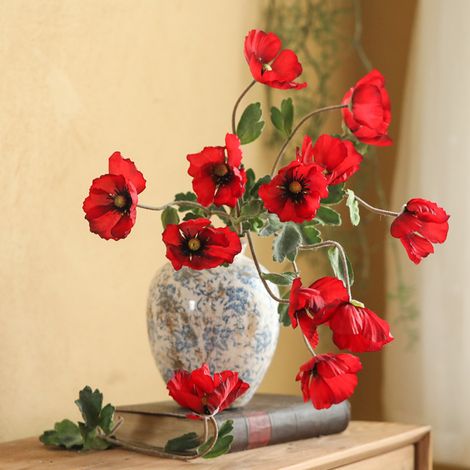 Lot de 3 fleurs de maïs artificielles élégantes, couleur bordeaux, pour mariages. (1/5)