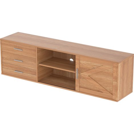 Meuble TV HOMAVO 3 tiroirs 160 cm déco bois TVG1-S (1/5)