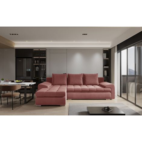Kaiser Möbel Elegantes und modernes Ecksofa TOMI Castel Korallenfarbe Links (1/4)
