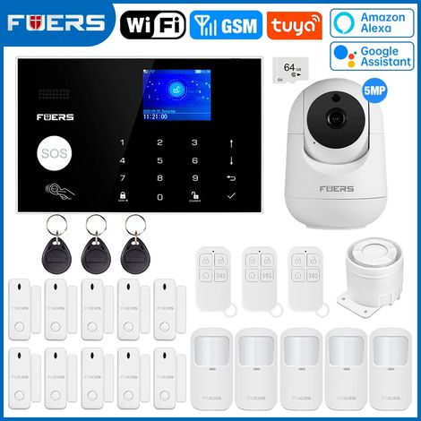 (Pack 10) Système d'alarme de sécurité domestique sans fil Wi-Fi GSM, compatible avec le contrôle via application. (1/5)