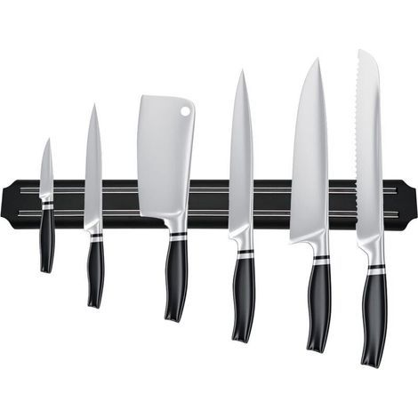 Magnetischer Messerhalter, magnetische Messerleiste, magnetischer Küchenmesserständer aus schwarzem Edelstahl, magnetischer Messerleistenhalter für die Küche (38 cm) (1/4)
