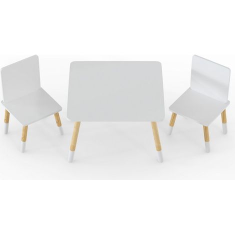 Kids Snow Table & 2 Chairs Set - Wood - White - Assembly Required