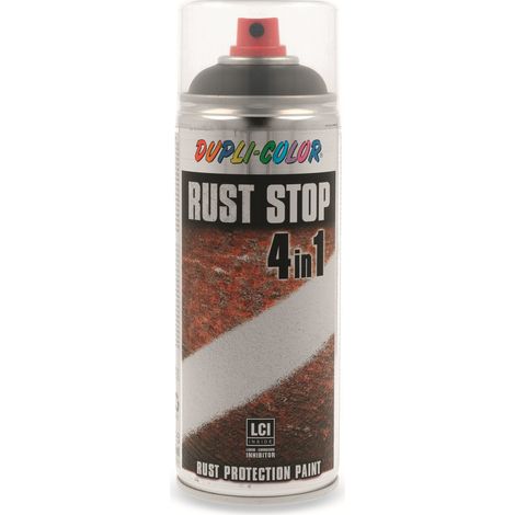 PEINTURE ANTIROUILLE NOIR SATINE 4 EN 1 RUST STOP 400ML DUPLI COLOR