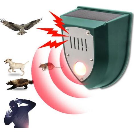 Dispositivo repelente de animales, disolvente ultrasónico alimentado por energía solar (1/5)