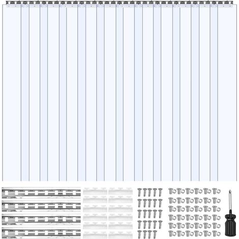 Pour Entrepôt et Chambre Froide Montage Simple Rideau à Lamelles PVC 183x244 cm 12 Bandes Chevauchement 50% (1/5)