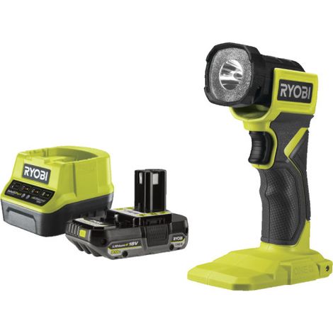 Pack RYOBI Lanterne LED à tête orientable RLF18-0 - 18V One+ - 280 Lumens - 1 batterie 2.0Ah - 1 chargeur rapide RC18120-120