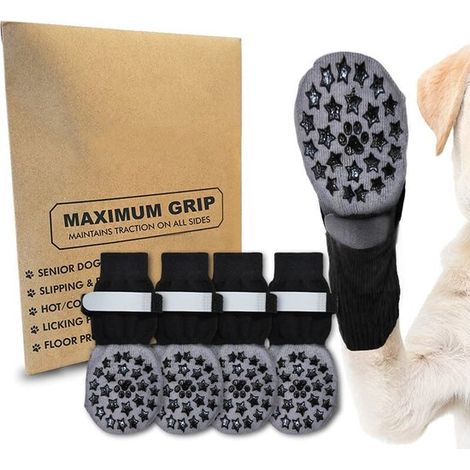 Calzini antiscivolo per cani, 2 paia, regolabili, protezione per zampe su entrambi i lati, per cani di piccola e media taglia, colore: marrone caffè, taglia XL (8,6 x (1/5)