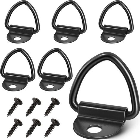 Lot de 6 Anneaux en V, Anneaux de Construction, Heavy Duty 85 x 63 mm, Anneau de Montage en V, avec Accessoires de vis M6 de 5 mm, avec Charge de 400 kg pour remorques, camions, Load Securing (1/4)
