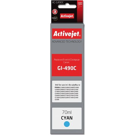 Cartouche d'encre Activejet AC-G490C (remplace Canon GI-490C Supreme 70 ml 7000 pages cyan) (1/2)