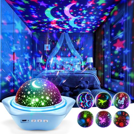 Veilleuse Enfant, 6 Films Veilleuse BéBé, 15 Couleurs 90 Lumières Projecteur Ciel Etoile, Rechargeable, 360° Rotation Lampe de Projection Ciel Etoilé Lampe de Chevet Enfant (1/5)