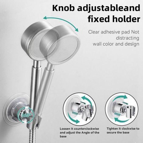 Support de pomme de douche à main mural, tuyau de douche universel, convient au support de pomme de douche (Chrome) (1/5)