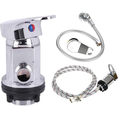 1/2"-Duscharmatur mit Handbrause, Einhebelmischer für Warm- und Kaltwasser, 80 cm Edelstahlschlauch, für Wohnmobil, Wohnwagen, Campingbus, Außendusche, Friseursalon, Waschbecken (1/5)
