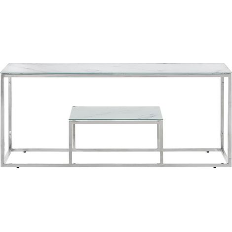 Maison Exclusive - Couchtisch Silbern Edelstahl und Hartglas (1/5)