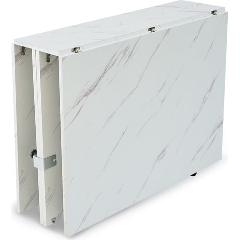 Table Console Extensible Effet Marbre "Troy" 100-300cm Blanc