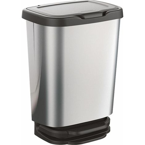 Mondex Moderne Silberne Mülleimer 20 Liter mit Fußpedal
