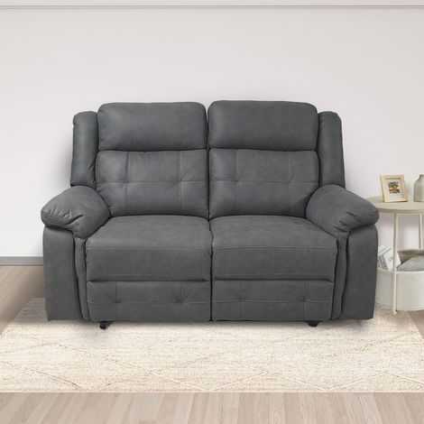 DIVANO 2 POSTI IN TESSUTO GRIGIO CON RELAX MANUALE