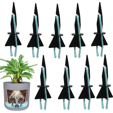 Piquets d'Arrosage Automatique Piquets d'Irrigation Plantes en Pot Goutte à Goutte Distributeur d'eau Adapté pour Plantes en Pot Intérieur Extérieur Vacances (Noir, 4 9cm) (1/5)