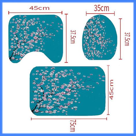 de Douche, Motif Sakura Bloom, Tissu Ensemble De Dcor De Salle De Bain 180 Cm X 180 Cm, Essence Bleu Ple Rose Tapis Antidrapant Rideau De Douche (1/4)