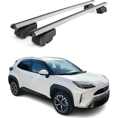 OMAC Barres de toit en aluminium pour Toyota Yaris Cross XP210 2021-2026 – City Crash – ISO/PAS 11154:2006 – Antivol inclus – Charge max 75 kg – 2 barres Argent (1/4)