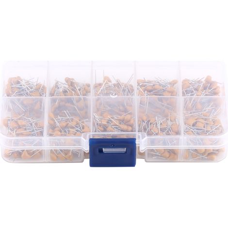 500pcs 10 Values Monolithic Multi Layer Ceramic Capacitors 0.1μF - 10μF With Storage Box