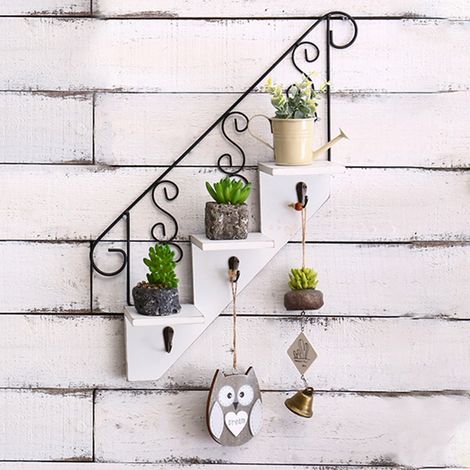 Étagère murale escalier pour plantes Salon Métal Bois [Décoration végétale] (1/4)