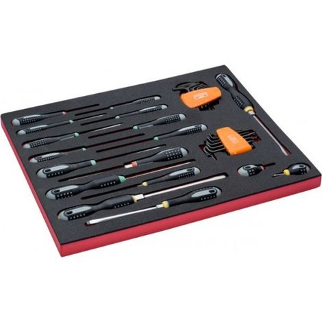 BAHCO - Jeu de Tvis pr clé mâle/vis à fente/PH/PZ/TORX, module 3/3 Fit&Go - 34 pc
