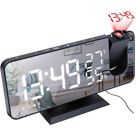 Réveil à projection miroir, double réveil, projection rotative à 180°, convient aux chambres, bureaux ou hôtels. (1/5)