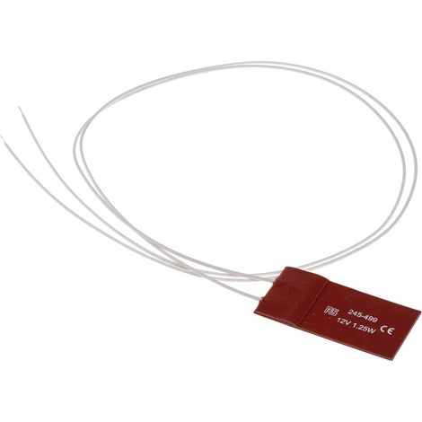 Tapis chauffant en silicone Rectangle RS PRO, 12 V c.c., 1,25 W, 25 x 50mm ( Prix pour 1 )