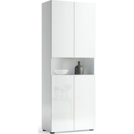 Armadio Multiuso Grande Eridano, 5 Ripiani, Made in Italy, 34x180h cm Bianco Lucido