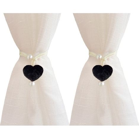 Confezione da 2 fermatende - Fermacravatte per tende - Fiocchi per tende - Nastro per tende - Aste per tende - Cordoncini per tende - Tessuto - Tende decorative - Nero (1/5)