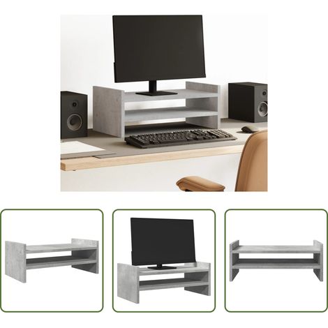 Support moniteur - Support de moniteur gris béton 50x27x20 cm bois d'ingénierie (1/5)