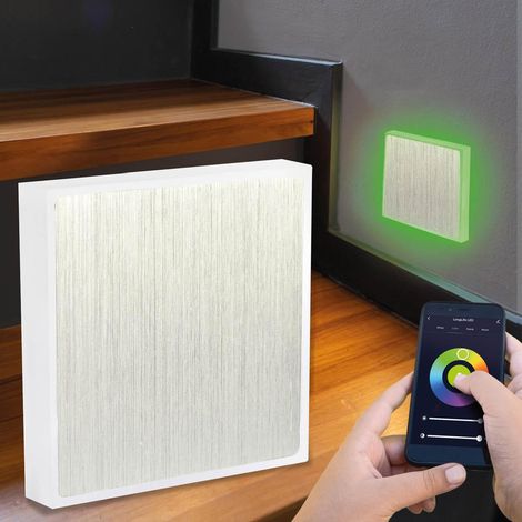 LED Treppenleuchte eckig Alu-gebürstet - Lichtfarbe: Smart Tuya RGB CCT 3W - Lichtaustritt: Halo