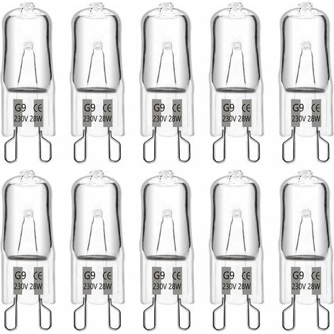 Ampoule Halogene G9 28W 230V, 370LM 2700K Blanc Chaud Dimmable, G9 Ampoules Capsule, pour Lustres, Lampes de Paysage, Appliques Murales, Éclairage d'armoire, Lot de 10 (1/5)