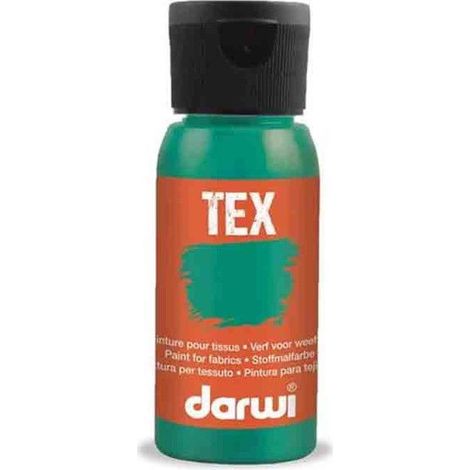 Peinture pour tissus - Vert foncé - Opaque - Peinture à l'eau - Tex - Darwi - 50ml