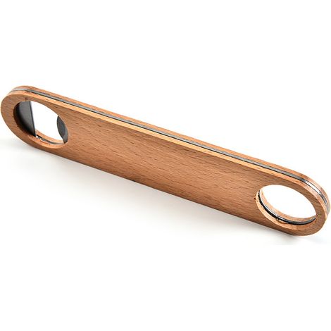 Ouvre-Bouteille En Acier Inoxydable Et Bois - Design Ergonomique Avec Trou De Suspension - Pour Cuisine Et Bar - Lot De 1 (1/5)
