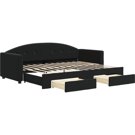 Maison Exclusive - Divano Letto Estraibile con Cassetti Nero 80x200 cm in Velluto