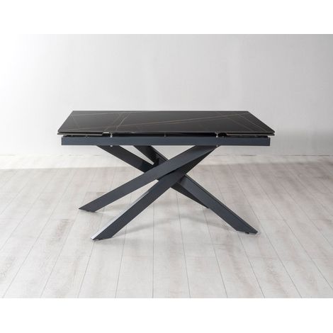 Tavolo Allungabile 80x140/200x76 cm in Ceramica Marmo Ares Nero (1/3)