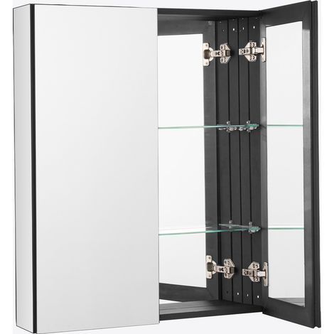 Mophorn Medizinschrank, 26 x 30 Zoll, Badezimmer-Medizinschrank mit Spiegel, Wandschrank mit Aluminiumrahmen für Badezimmer, 2-lagige verstellbare Regale, versenkt und wandmontiert