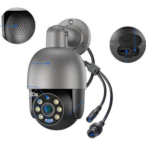 Telecamera PTZ, risoluzione 4K, 8 MP, rotazione a 355°, doppio allarme luminoso, supporta schede TF da 128 GB (1/5)