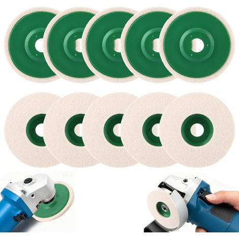 Lot de 10 embouts de polissage pour meuleuse d'angle 125 mm, disque de polissage pour meuleuse d'angle, embout de polissage en laine pour métaux, verre, céramique, marbre, voiture (1/5)