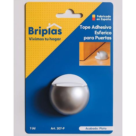 Tope de puerta adhesivo esférico en plata - 1 unidad (1/2)
