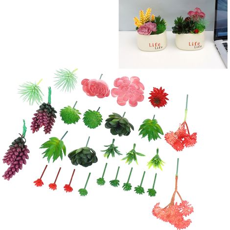 Ensemble populaire de plantes succulentes à monter soi-même (plante succulente à tige unique, fleur artificielle, accessoires miniatures pour paysage TA28-2) (1/5)