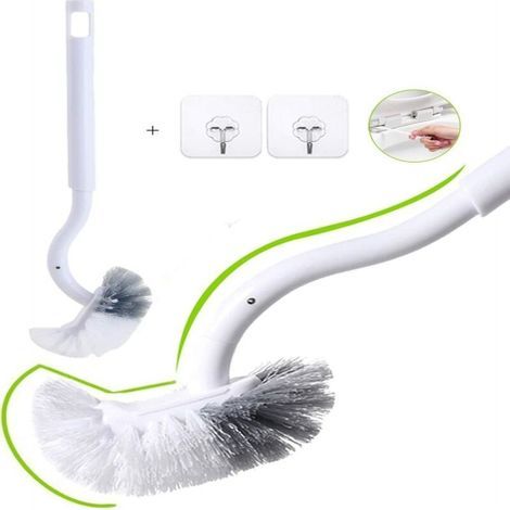 Scopa per WC curva da 40 cm – Testina in morbido ABS e PP – Pulizia efficace del bordo – Set da 2 pezzi con gancio (1/5)