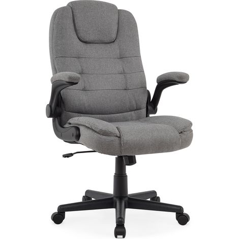IWMH Executive Chair, Swivel Chair with Foldable Armrests, Ergonomic Office Chair, Height-Adjustable Computer Chair - Fabric - Gray (1/5)