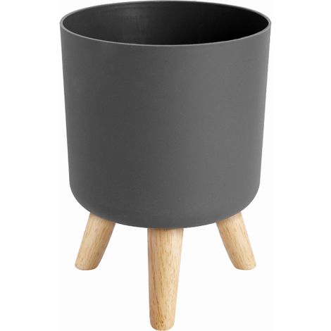 Pot De Fleurs Auto-Arrosant Avec Support Trépied En Bois - Design Absorption Eau - Pour Intérieur Salon Bureau - Ensemble Complet (1/5)