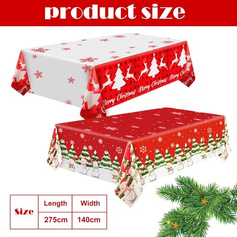 Weihnachtstischdecke, Zwei Verschiedene Muster Weihnachtstischdecken, Rechteckige Tischdecken für Weihnachtsfeiern, Esstisch, Picknick, Innen- und Außenbereich, 137 x 274 cm
