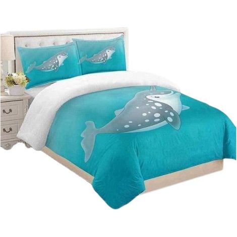 Housse de couette baleine imprimée en 3D avec 2 taies d'oreiller, microfibre, 220 x 240 cm (1/5)