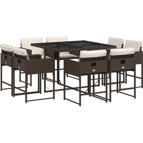 Maison Exclusive - Set comedor para jardín 9 pzas y cojines ratán (1/5)