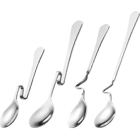 Lot de 4 cuillères en acier inoxydable pour mélanger, à café, à miel, etc. YMO (1/4)