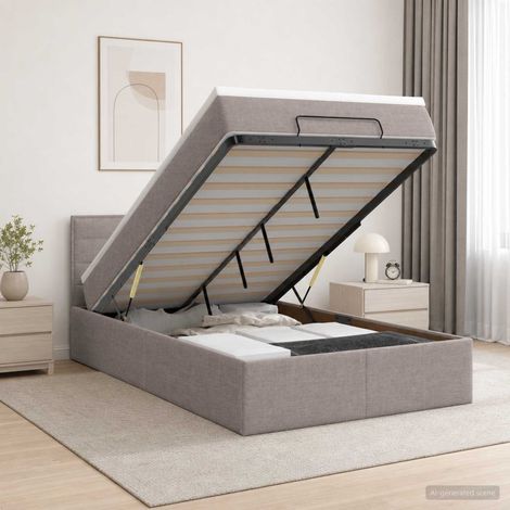 vidaXL Cama otomana con colchón con cabecera Topo 120 x 200 cm Tela (1/5)